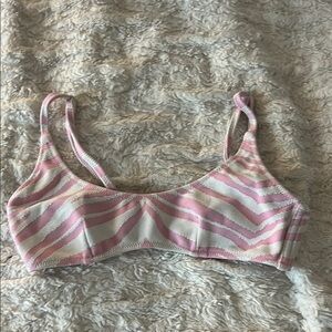 Triangl Swimwear Pink and White Striped Bra